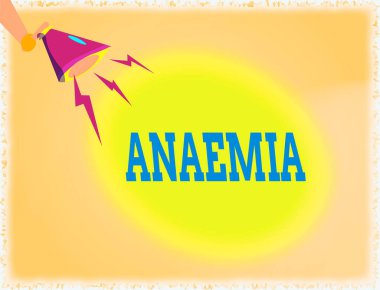 Kelime yazma kansızlığı. Kandaki hemoglobin eksikliği nedeniyle ortaya çıkan iş konsepti Hu analizinde El Tutma Megafonu Şimşek Ses Efekti Simgesi ile aşağı doğru.