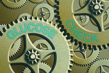 Glikoz Kontrolünü gösteren kavramsal el yazısı. İş fotoğrafı metni, kan Sistemi Yönetici Kontrolü, Veri Yapılandırma Ayarlarındaki şeker miktarını ölçen bir prosedür.