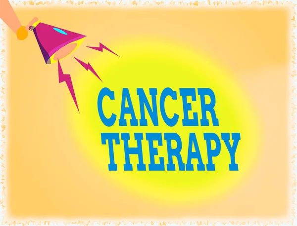 Kelime yazma kanser terapisi. Kemoterapi Hu analizi yapan hastalarda kanser tedavisi konsepti El Tutma Megafonu Şimşek Ses Efekti Simgesi ile aşağı doğru. — Stok fotoğraf