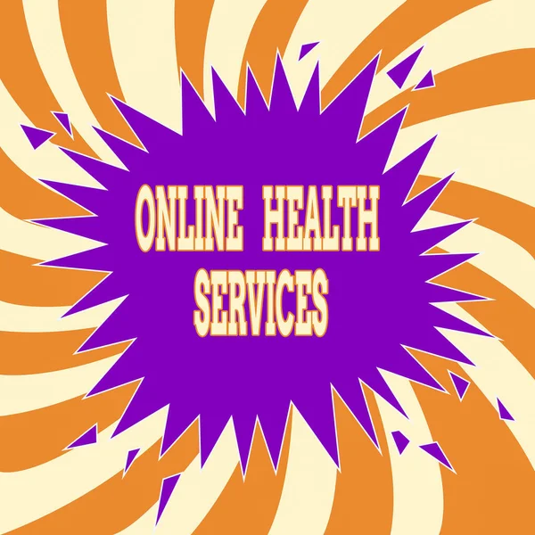 Handwriting text Online Health Services. Concept meaning healthcare delivered and enhanced through the internet Blank Exploding Cracking Breaking Speech Bubble Sound Effect on Burst.