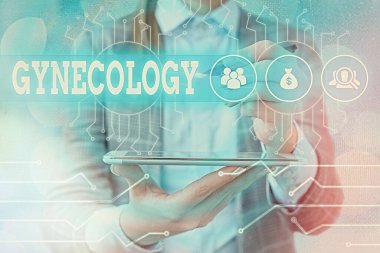 Jinekolojiyi gösteren bir mesaj. Kadınların üreme sisteminin kavramsal fotoğraf rutin fiziksel bakımı Sistem yöneticisi kontrolü, dişli yapılandırma araçları konsepti.