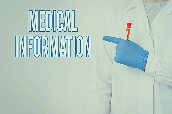Writing note showing Medical Information. Business photo showcasing an individual demographic information and medical histories Laboratory Blood Test Sample Shown For Medical Diagnostic.