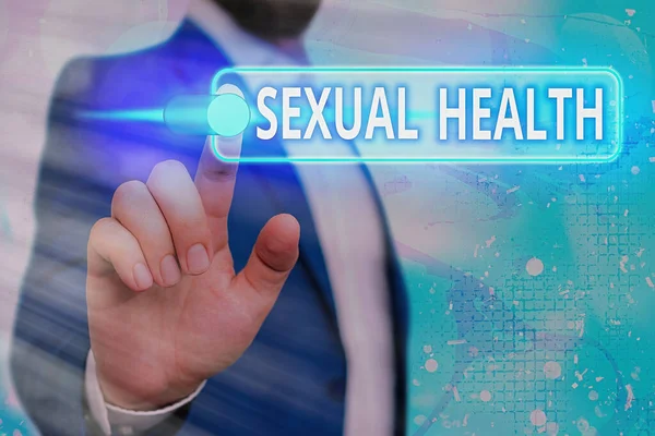 Kézírás szöveg Szexuális egészség. Koncepció jelentése Képesség arra, hogy elfogadjuk és élvezzük a szexualitást egész életünkben Grafikus lakat a webes adatbiztonsági alkalmazásrendszerhez. — Stock Fotó