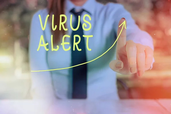 Conceptual hand writing showing Virus Alert. Business photo text a quick to notice any unusual and potentially dangerous Digital arrowhead curve denoting growth development concept.
