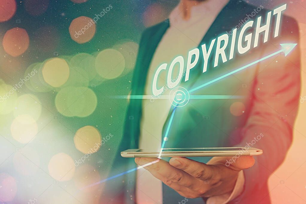 Texto de escritura de palabras Copyright. Concepto de negocio para el