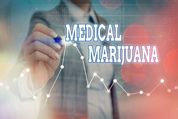 Записка с медицинской марихуаной. Деловая фотовыставка, доступная только по рецепту и используемая для лечения болезни.