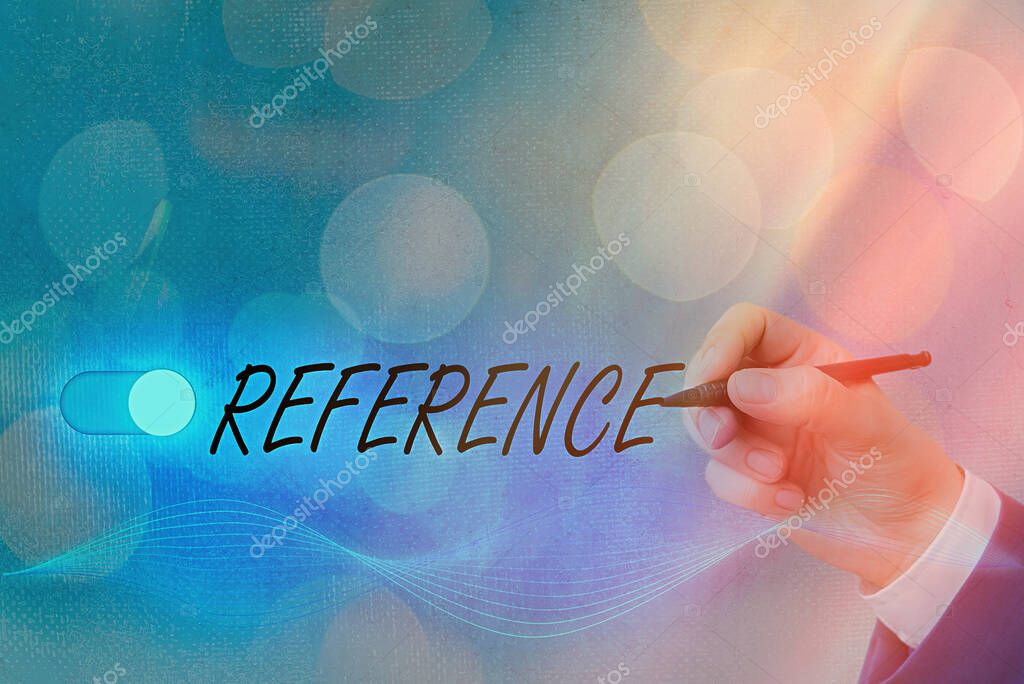 Signo de texto que muestra Referencia. Declaración de foto conceptual