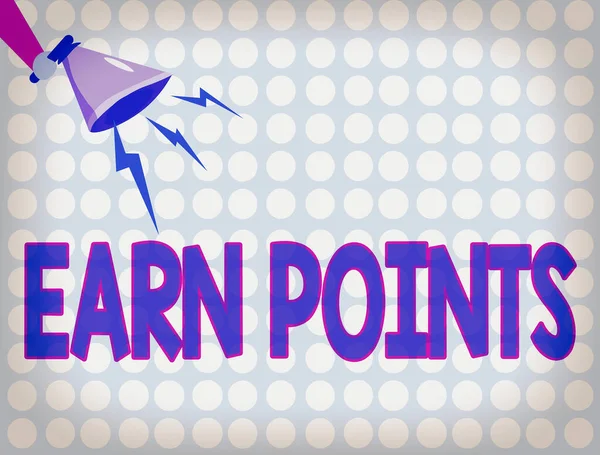 Word writing text Earn Points. Business concept for getting praise or approval for something you have done Hu analysis Hand Holding Megaphone Downward with Lightning Sound Effect Icon.