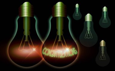 Writing note showing Congratulations. Business photo showcasing a congratulatory expression usually used in plural form Realistic colored vintage light bulbs, idea sign solution. clipart