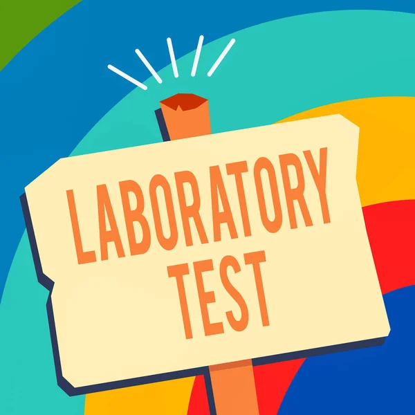 Laboratuvar testini gösteren mesaj işareti. Tıbbi bir teşhisin kavramsal fotoğrafı test edilen maddeler tarafından belirlenir Boş Eski Yıpranmış İmza Çizelgesi Geometrik Şekil YarıTonuyla Tek Duruş. — Stok fotoğraf