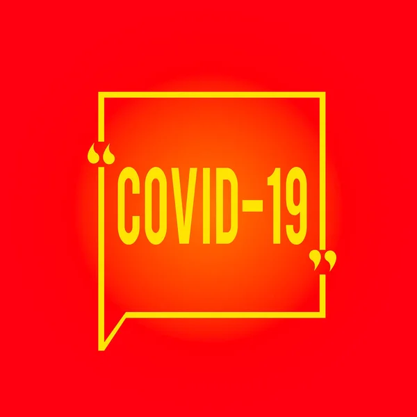 Conceptual hand writing showing Covid19. Business photo text mild to severe respiratory illness that is caused by a coronavirus Square Border Outline with Bubble Quotation Mark Punctuation. — Stock Photo, Image