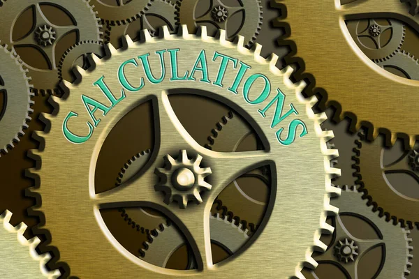 계산기를 보여 주는 필기 노트. Business photo showing mathematical decition of a size or number of something System Administrator Control, Gear Configuration Settings Tools Concept. — 스톡 사진