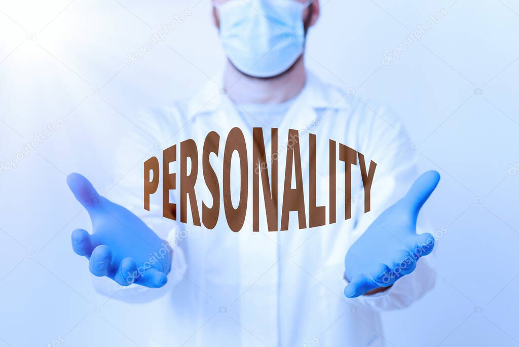 Handwriting text Personality. Concept meaning the condition or fact of relating to a particular an individual Laboratory Technician Featuring Empty Sticker Paper Accessories Smartphone.