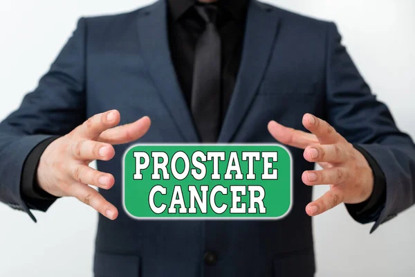 Word writing text Prostate Cancer. Business concept for development of cancer in the male reproductive system Model with pointing hand finger symbolizing navigation progress growth. — Stock Photo, Image