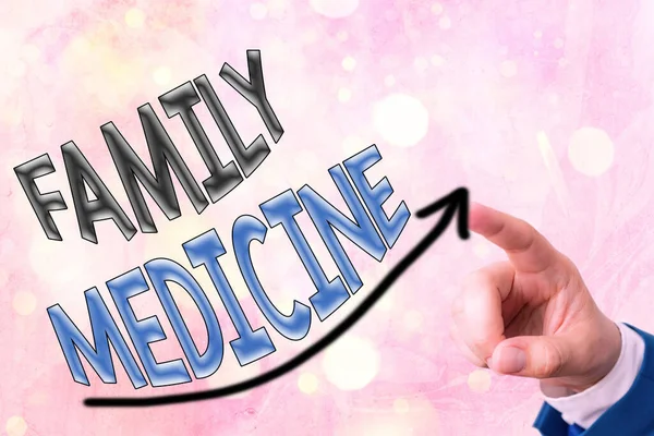 Text sign showing Family Medicine. Conceptual photo comprehensive health care for the individual and family digital arrowhead curve rising upward denoting growth development concept.