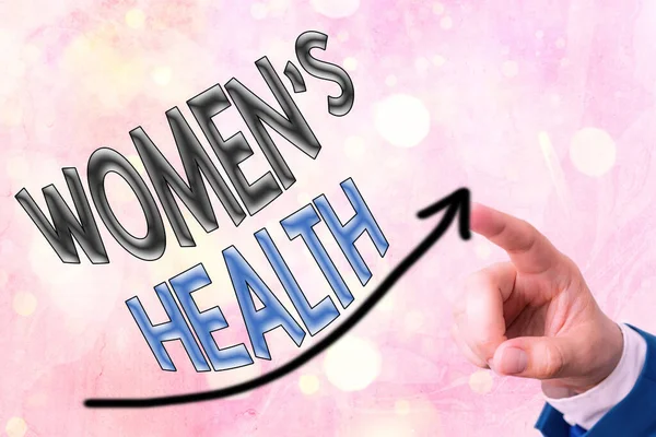 Text sign showing Womens Health. Conceptual photo treatment and diagnosis of diseases related to health digital arrowhead curve rising upward denoting growth development concept.
