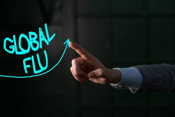 Konceptualne pismo pokazujące globalną grypę. Prezentacja zdjęć biznesowych Wspólna choroba zakaźna rozprzestrzeniająca się na całym świecie szybko Cyfrowa krzywa strzałkowa oznaczająca koncepcję rozwoju. — Zdjęcie stockowe
