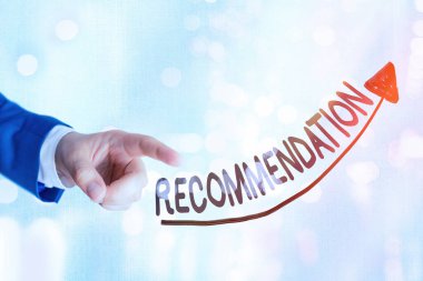 Tavsiyeyi gösteren bir not yazıyorum. İş fotoğraflarında övgü içeren ya da ifade eden bir şey gösteriliyor Dijital ok başı eğrisi büyüme kavramını gösteriyor.