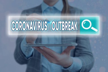 Coronavirus Salgını 'nın el yazısı. Yeni keşfedilen COVID19 Web Dijital Bilgi Fütüristik Teknoloji Ağı bağlantısının yol açtığı bulaşıcı hastalık kavramı.