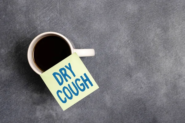 Word writing text Dry Cough. Business concept for cough that are not accompanied by phlegm production or mucus Paper accesories with digital smartphone arranged on different background. — Stock Photo, Image