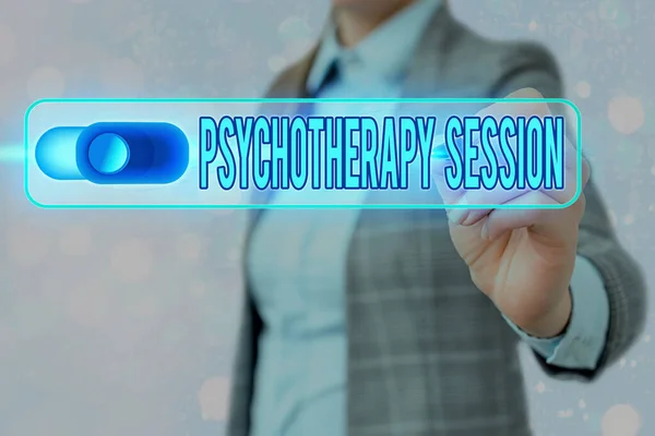 Notiz über eine Psychotherapie-Sitzung. Business-Foto zeigt eine Reihe von Sitzungen bei der Behandlung psychischer Gesundheitsprobleme Grafisches Vorhängeschloss für Web-Datensicherheit Anwendungssystem. — Stockfoto