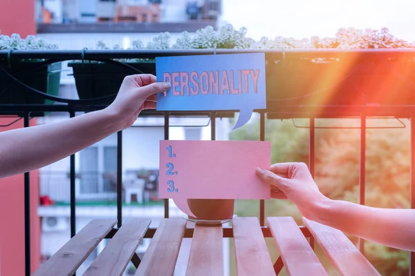 Text sign showing Personality. Conceptual photo the condition or fact of relating to a particular an individual Empty bubble chat sticker notes mock up emphasizing personal idea concept. — Stock Photo, Image