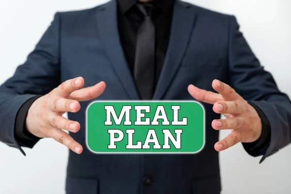 Word writing text Meal Plan. Business concept for act of taking time to plan any number of meals for the week Model with pointing hand finger symbolizing navigation progress growth. — Stock Image Word writing text Meal Plan. Business concept for act of taking time to plan any number of meals for the week Model with pointing hand finger symbolizing navigation progress growth. Stock Picture