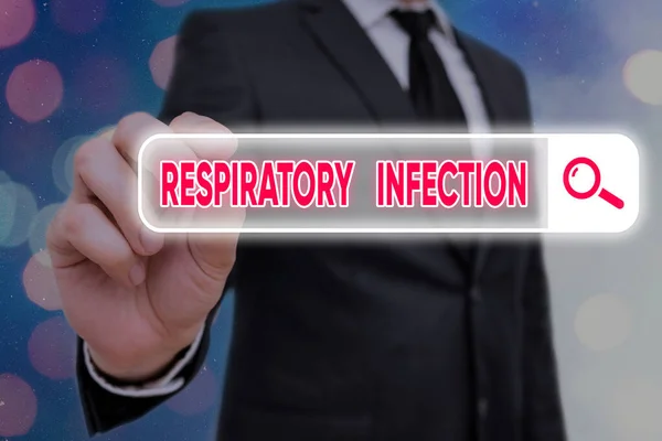 Nota di scrittura che mostra l'infezione respiratoria. Foto aziendale che mostra qualsiasi malattia infettiva che colpisce direttamente la respirazione normale Ricerca web informazioni digitali rete tecnologica futuristica — Foto Stock