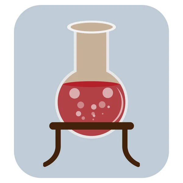 Mavi arka plan üzerinde kırmızı laboratuvar cam.