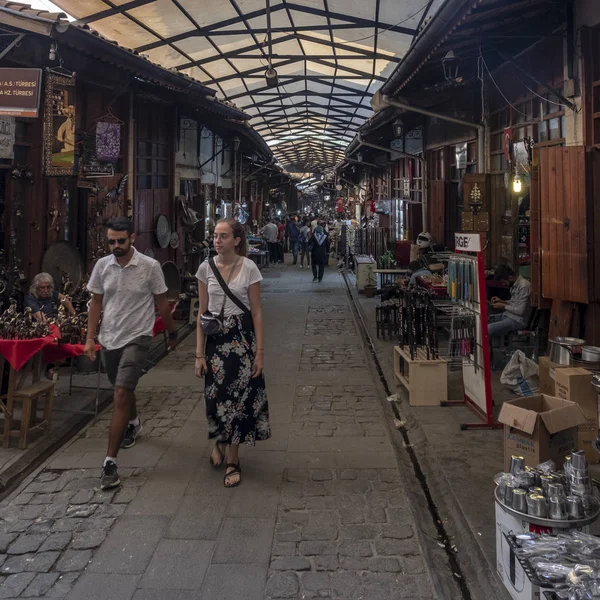 Gaziantep Turcja Września 2018 Turyści Bazarze Bakircilar Coppersmiths Gaziantep Września — Zdjęcie stockowe