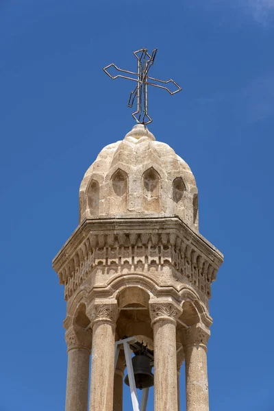 Bell tower of Virgin Mary Monastery in Midyat, Mardin — стокове фото