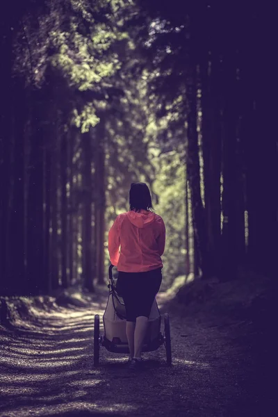 Young Fit Women Walking Jogging Outdoors Wood — Stock Photo, Image
