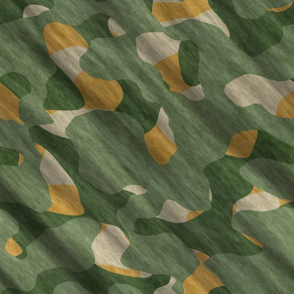 Camouflage pattern background seamless illustration. Classic clothing style masking camo repeat print. Green brown black olive colors forest texture — Stock Photo, Image