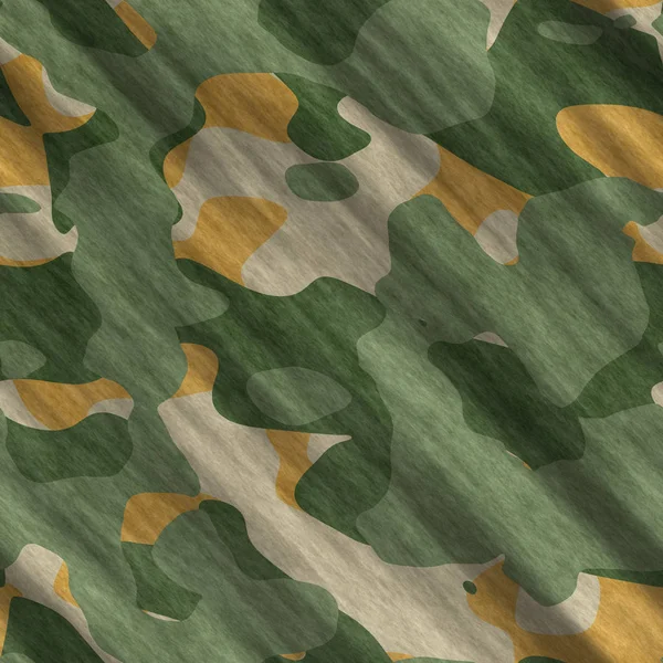 Camouflage pattern background seamless illustration. Classic clothing style masking camo repeat print. Green brown black olive colors forest texture