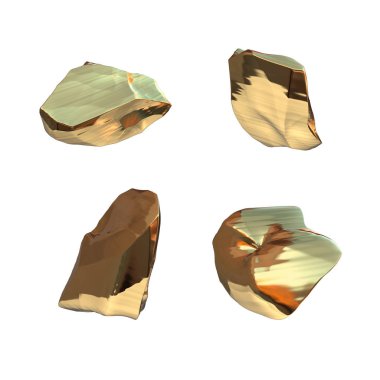 Beyaz arka plan üzerinde izole altın nuggets kümesi. Farklı bar portre servet zengin araştırma bitcoin kavramı 3d çizim. İş Finans başarı clipart büyüyen para