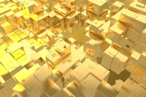 Idea de concepto rica en riqueza Ciudad dorada en los rayos del atardecer Fondo de espacio abstracto. — Foto de Stock