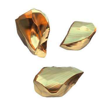 Beyaz arka plan üzerinde izole altın nuggets kümesi. Farklı bar portre servet zengin araştırma bitcoin kavramı 3d çizim. İş Finans başarı clipart büyüyen para