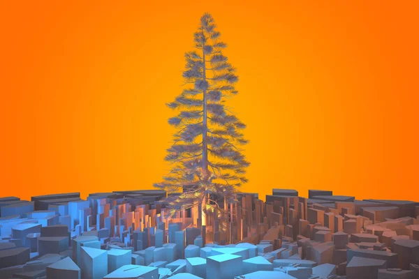 2019 yeni yıl kartı Noel ağacı soyut üzerinde 3d çizim kayalar — Stok fotoğraf