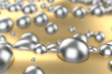 Gümüş veya Beyaz Altın Platin küreler metal sarı dalga arka plan üzerinde. 3D çizim modelleme. servet zengin araştırma bitcoin kavramı. İş Finans başarı clipart büyüyen para