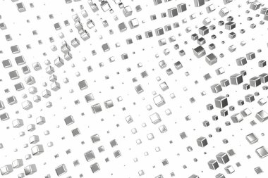 Gümüş veya Beyaz Altın Platin küpleri beyaz arka plan üzerinde engeller. 3D çizim modelleme. servet zengin araştırma bitcoin kavramı. İş Finans başarı clipart büyüyen para