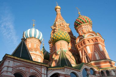 St. Basils Cathedral Red Meydanı'bahar günü. Moscow, Rusya Federasyonu