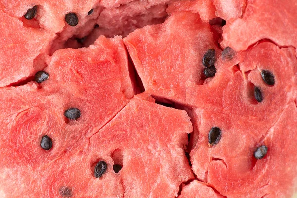 Reife Wassermelone Fleisch Nahaufnahme Makro Textur Hintergrund — Stockfoto