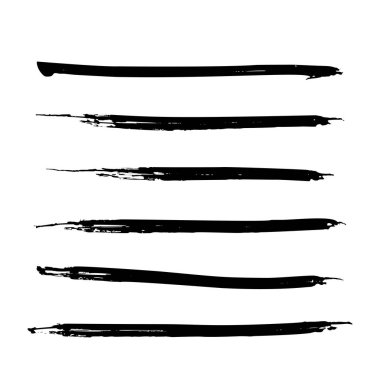 Siyah boya, mürekkep fırça darbeleri, satır kümesi. Kirli sanatsal tasarım öğeleri. Vektör eps10.