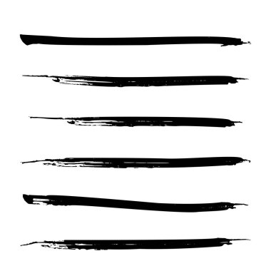 Siyah boya, mürekkep fırça darbeleri, satır kümesi. Kirli sanatsal tasarım öğeleri. Vektör eps10.