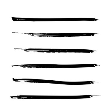 Siyah boya, mürekkep fırça darbeleri, satır kümesi. Kirli sanatsal tasarım öğeleri. Vektör eps10.
