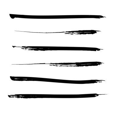 Siyah boya, mürekkep fırça darbeleri, satır kümesi. Kirli sanatsal tasarım öğeleri. Vektör eps10.