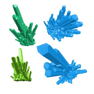 Renkli parlak parlak mücevher kristalleri beyaz üzerine izole edilmiş. Vektör eps10 illüstrasyonu