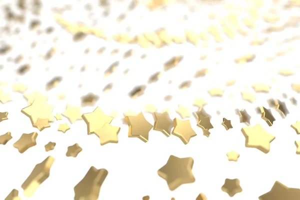 Estrellas de oro o platino volando sobre fondo blanco. Modelado de ilustración 3D. riqueza rica minería concepto bitcoin. Dinero creciente negocio finanzas éxito clipart . —  Fotos de Stock
