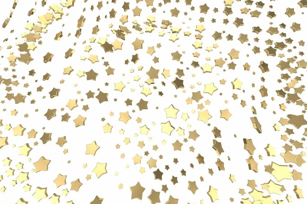 Étoiles d'or ou de platine volant sur fond blanc. Modélisation d'illustration 3D. richesse riche exploitation minière Bitcoin concept. Monnaie croissante entreprise finance succès clipart . — Photo