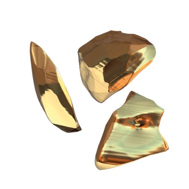 Beyaz arka plan üzerinde izole altın nuggets kümesi. Farklı bar portre servet zengin araştırma bitcoin kavramı 3d çizim. İş Finans başarı clipart büyüyen para.